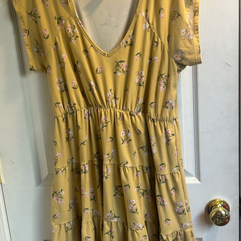 Yellow Flower Printed Dress